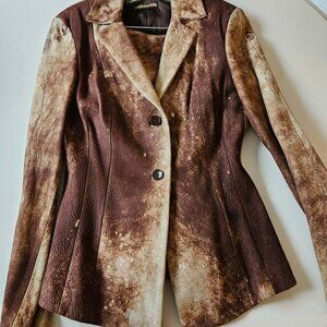 Blue Deep 3 piece set, Sheepskin Jacket, mini skirt & pants Sz 10 New w/o tags